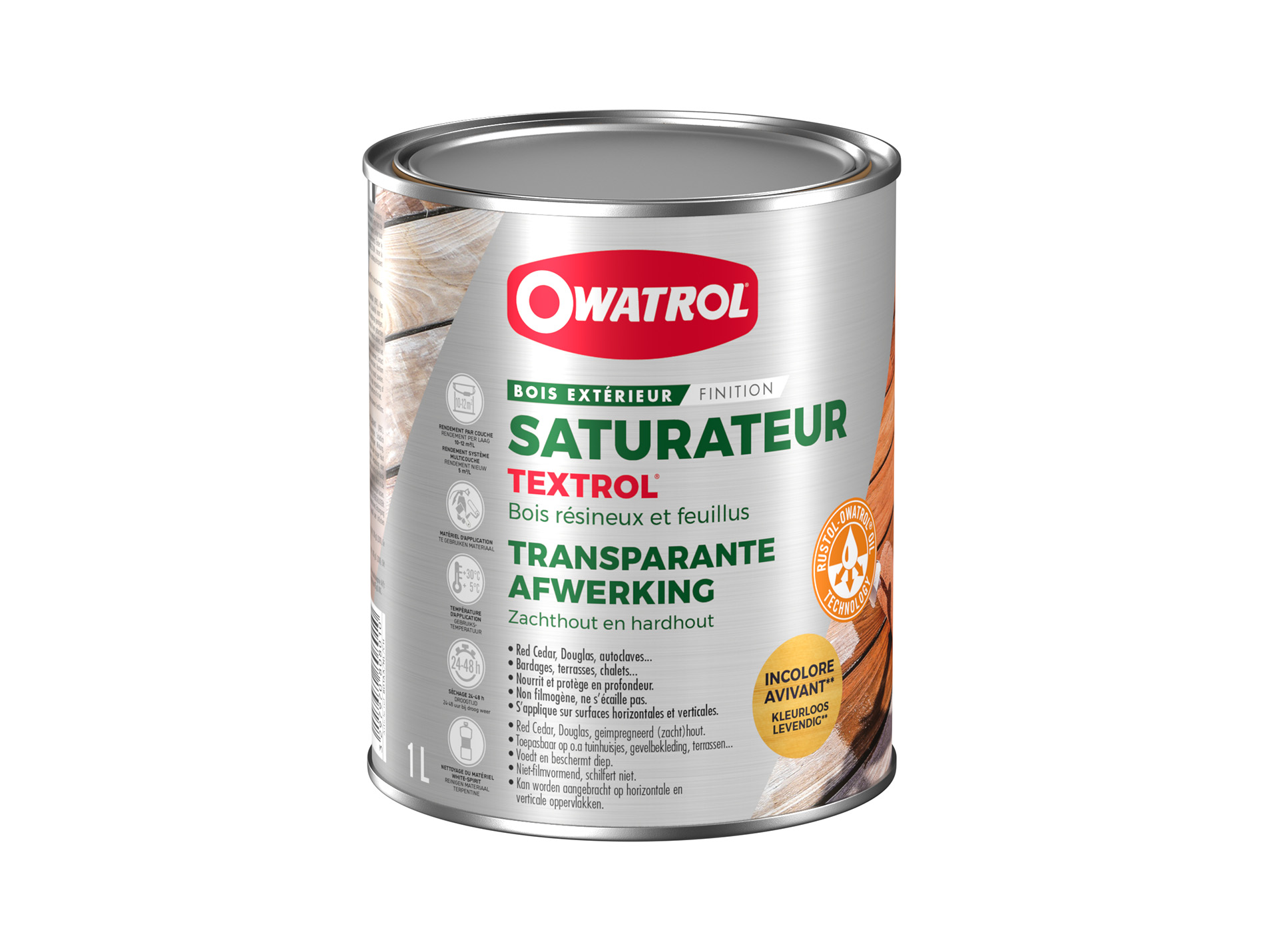 Saturateur extérieur pour bois Textrol OWATROL Chêne incolore 1L